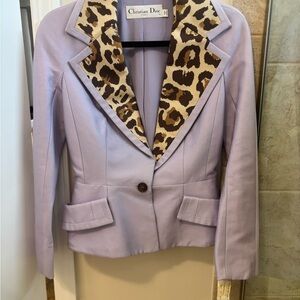 Dior Lilac Blazer with Leopard Print Lapel